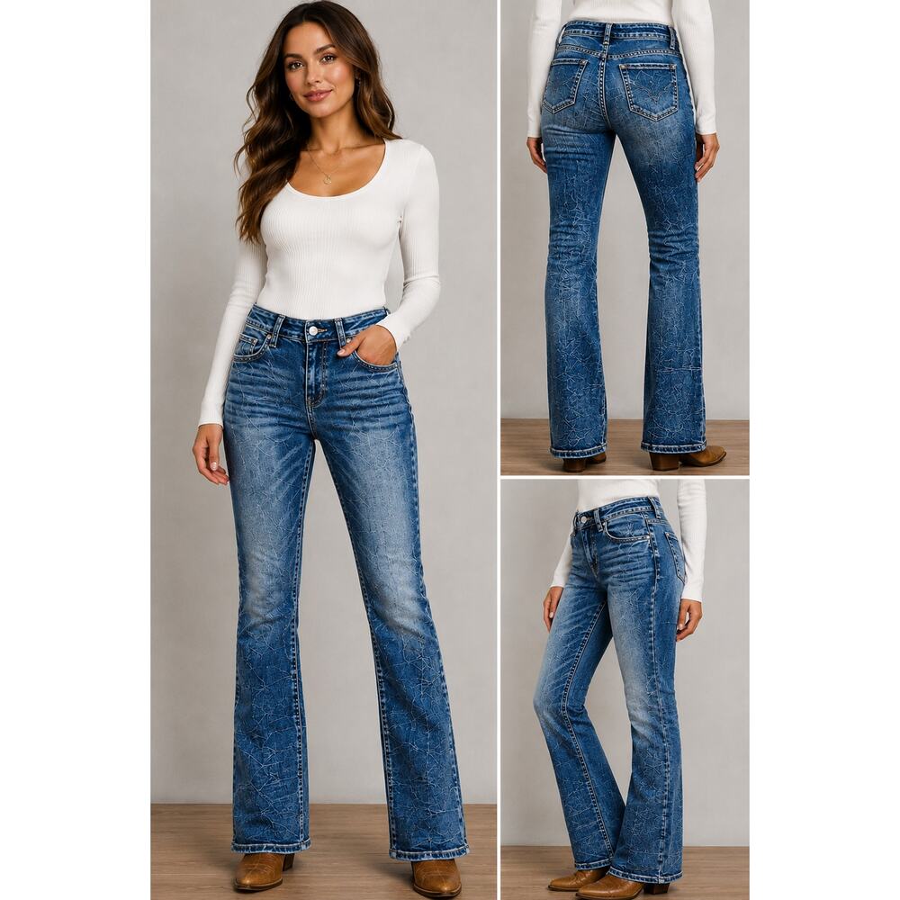 Flamingals women's stretch Jeans Straight fit size Med